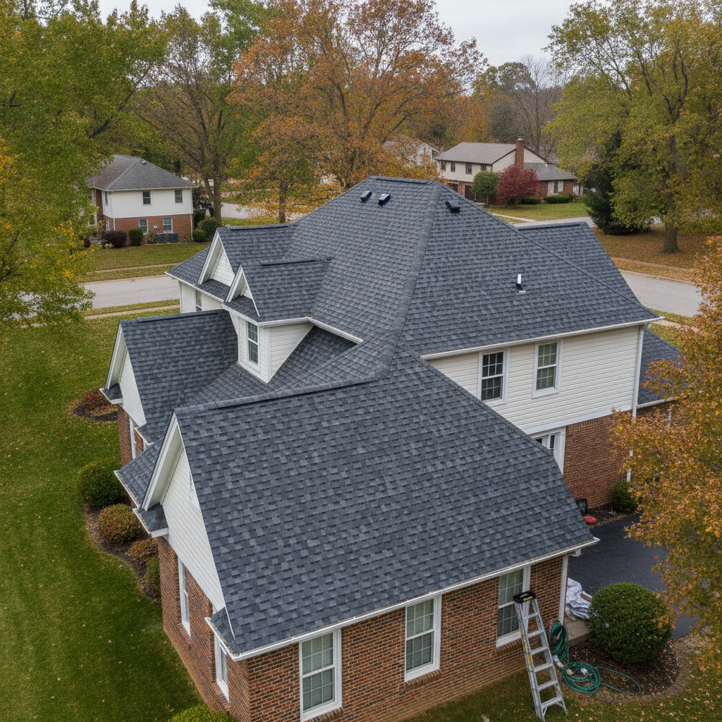 Completed exterior residential roofing project in Canton, OH
